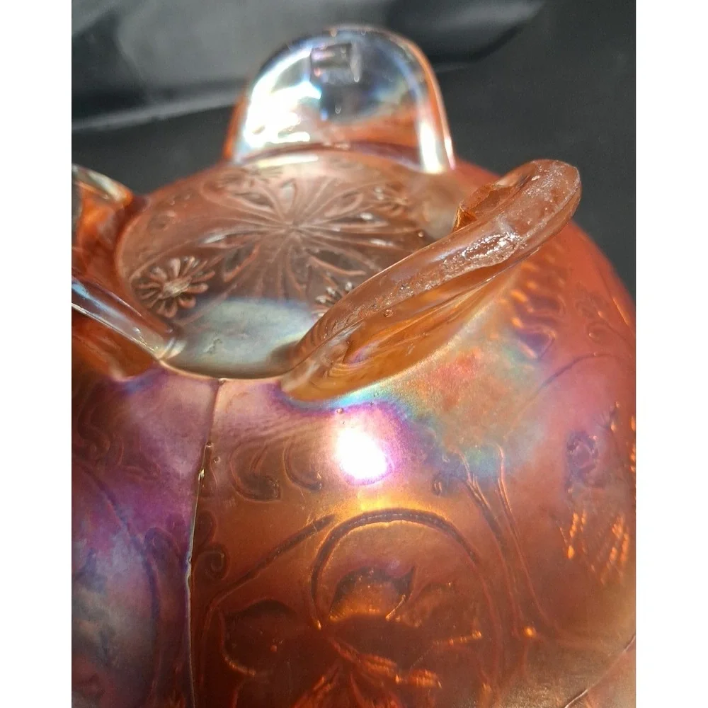 Carnival Glass Bowl  on‎ Pedestal with Dragon and Lotus pattern